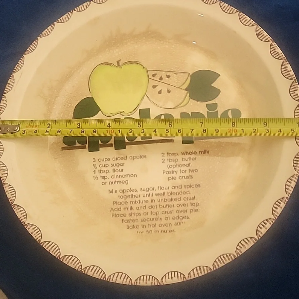 Royal China Apple Pie Pan, Recipe On The Glass, Vintage. Very Desirable.